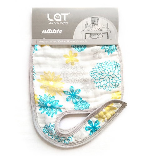 LAT Lot de 2 bavoirs en mousseline de coton pour bébé à pression Serviette d'alimentation absorbante